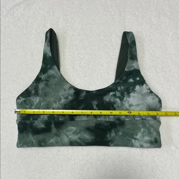Lululemon Green Tie-Dye Scoop Neck Stretch Sports Bra sz 12 NWOT Comfy Fit - Picture 6 of 10